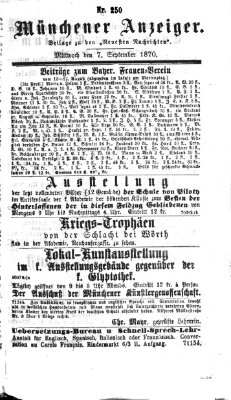 Münchener Anzeiger (Münchner neueste Nachrichten) Mittwoch 7. September 1870