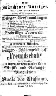 Münchener Anzeiger (Münchner neueste Nachrichten) Samstag 10. September 1870