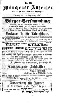 Münchener Anzeiger (Münchner neueste Nachrichten) Dienstag 13. September 1870