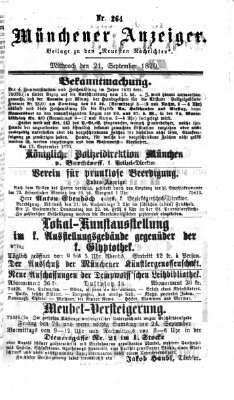 Münchener Anzeiger (Münchner neueste Nachrichten) Mittwoch 21. September 1870