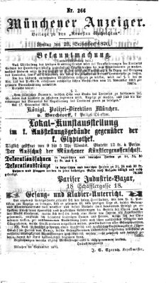 Münchener Anzeiger (Münchner neueste Nachrichten) Freitag 23. September 1870