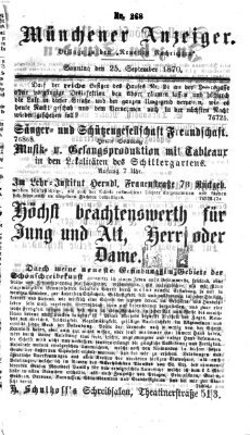 Münchener Anzeiger (Münchner neueste Nachrichten) Sonntag 25. September 1870