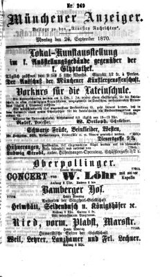 Münchener Anzeiger (Münchner neueste Nachrichten) Montag 26. September 1870