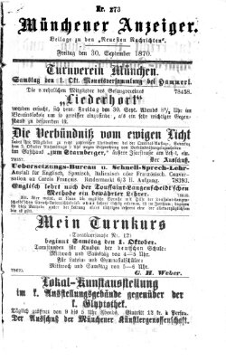 Münchener Anzeiger (Münchner neueste Nachrichten) Freitag 30. September 1870