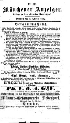 Münchener Anzeiger (Münchner neueste Nachrichten) Mittwoch 5. Oktober 1870