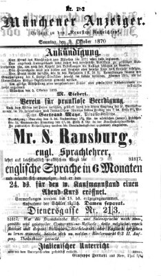 Münchener Anzeiger (Münchner neueste Nachrichten) Sonntag 9. Oktober 1870