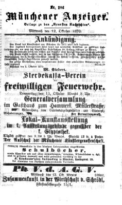 Münchener Anzeiger (Münchner neueste Nachrichten) Mittwoch 12. Oktober 1870