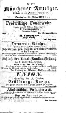 Münchener Anzeiger (Münchner neueste Nachrichten) Samstag 15. Oktober 1870