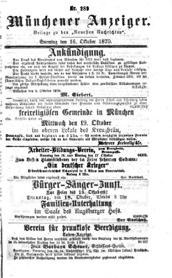 Münchener Anzeiger (Münchner neueste Nachrichten) Sonntag 16. Oktober 1870