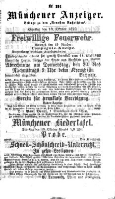 Münchener Anzeiger (Münchner neueste Nachrichten) Dienstag 18. Oktober 1870