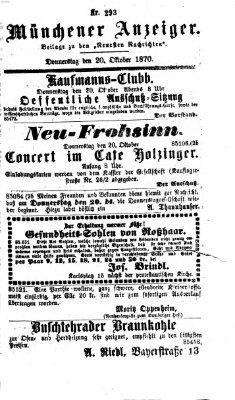 Münchener Anzeiger (Münchner neueste Nachrichten) Donnerstag 20. Oktober 1870