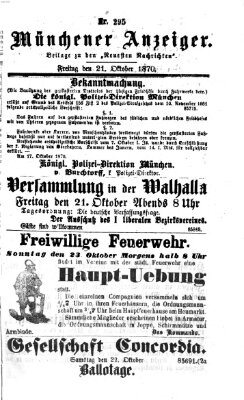 Münchener Anzeiger (Münchner neueste Nachrichten) Freitag 21. Oktober 1870