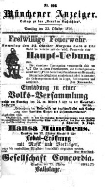 Münchener Anzeiger (Münchner neueste Nachrichten) Samstag 22. Oktober 1870