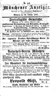 Münchener Anzeiger (Münchner neueste Nachrichten) Mittwoch 26. Oktober 1870