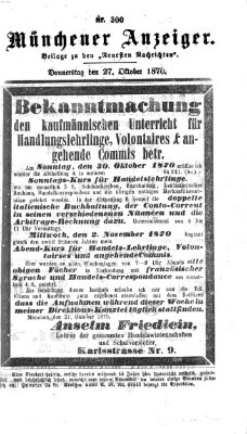 Münchener Anzeiger (Münchner neueste Nachrichten) Donnerstag 27. Oktober 1870