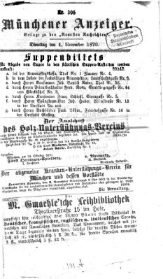 Münchener Anzeiger (Münchner neueste Nachrichten) Dienstag 1. November 1870