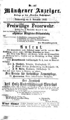 Münchener Anzeiger (Münchner neueste Nachrichten) Donnerstag 3. November 1870