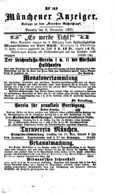 Münchener Anzeiger (Münchner neueste Nachrichten) Sonntag 6. November 1870