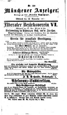 Münchener Anzeiger (Münchner neueste Nachrichten) Mittwoch 16. November 1870