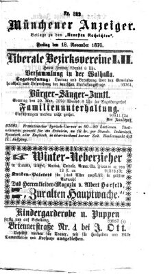 Münchener Anzeiger (Münchner neueste Nachrichten) Freitag 18. November 1870