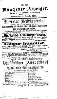 Münchener Anzeiger (Münchner neueste Nachrichten) Samstag 19. November 1870