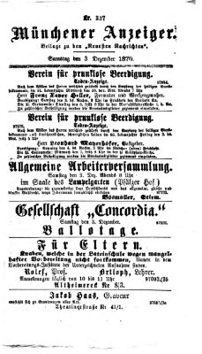 Münchener Anzeiger (Münchner neueste Nachrichten) Samstag 3. Dezember 1870