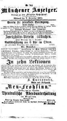 Münchener Anzeiger (Münchner neueste Nachrichten) Mittwoch 7. Dezember 1870