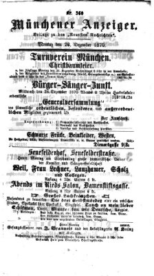 Münchener Anzeiger (Münchner neueste Nachrichten) Montag 26. Dezember 1870