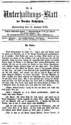 Neueste Nachrichten aus dem Gebiete der Politik. Unterhaltungs-Blatt der Neuesten Nachrichten (Münchner neueste Nachrichten) Donnerstag 13. Januar 1870