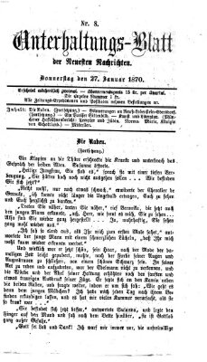 Neueste Nachrichten aus dem Gebiete der Politik. Unterhaltungs-Blatt der Neuesten Nachrichten (Münchner neueste Nachrichten) Donnerstag 27. Januar 1870