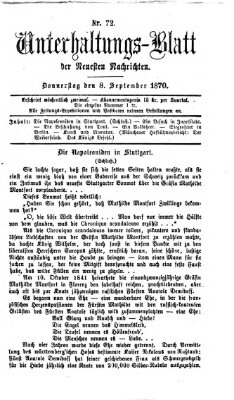 Neueste Nachrichten aus dem Gebiete der Politik. Unterhaltungs-Blatt der Neuesten Nachrichten (Münchner neueste Nachrichten) Donnerstag 8. September 1870