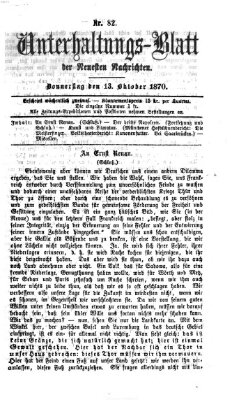 Neueste Nachrichten aus dem Gebiete der Politik. Unterhaltungs-Blatt der Neuesten Nachrichten (Münchner neueste Nachrichten) Donnerstag 13. Oktober 1870