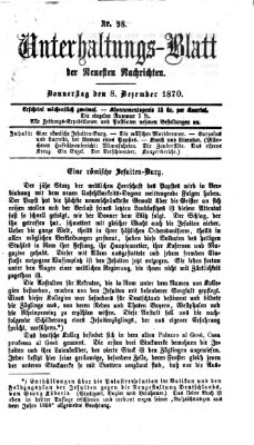 Neueste Nachrichten aus dem Gebiete der Politik. Unterhaltungs-Blatt der Neuesten Nachrichten (Münchner neueste Nachrichten) Donnerstag 8. Dezember 1870