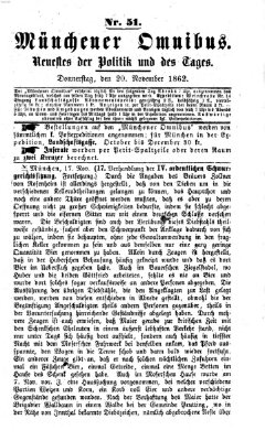 Münchener Omnibus Donnerstag 20. November 1862