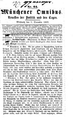 Münchener Omnibus Mittwoch 3. Dezember 1862