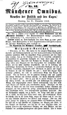 Münchener Omnibus Sonntag 21. Dezember 1862