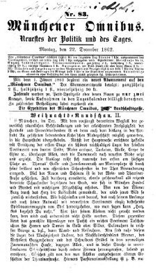 Münchener Omnibus Montag 22. Dezember 1862