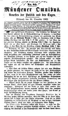 Münchener Omnibus Mittwoch 24. Dezember 1862