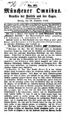 Münchener Omnibus Freitag 26. Dezember 1862