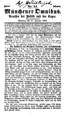 Münchener Omnibus Sonntag 11. Januar 1863