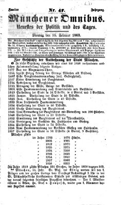 Münchener Omnibus Montag 16. Februar 1863