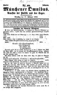 Münchener Omnibus Dienstag 17. Februar 1863