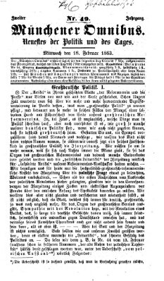 Münchener Omnibus Mittwoch 18. Februar 1863