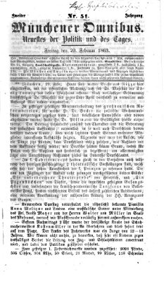 Münchener Omnibus Freitag 20. Februar 1863