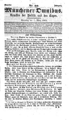 Münchener Omnibus Sonntag 1. März 1863