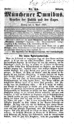 Münchener Omnibus Freitag 3. April 1863