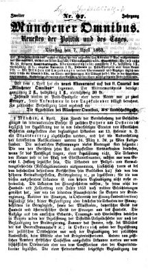 Münchener Omnibus Dienstag 7. April 1863