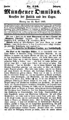 Münchener Omnibus Montag 20. April 1863