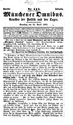 Münchener Omnibus Samstag 25. April 1863