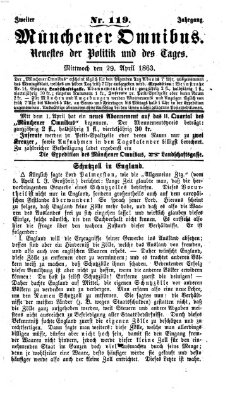 Münchener Omnibus Mittwoch 29. April 1863